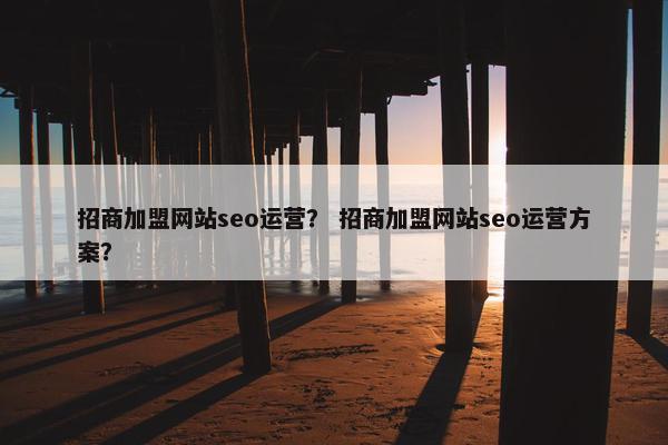 招商加盟网站seo运营？ 招商加盟网站seo运营方案？