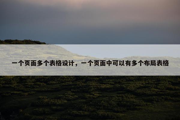 一个页面多个表格设计，一个页面中可以有多个布局表格