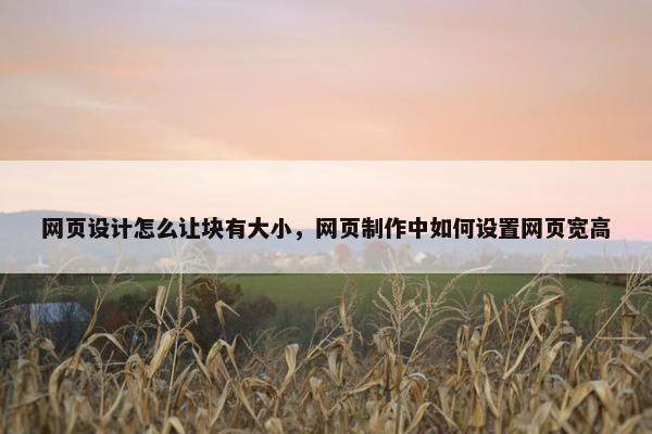 网页设计怎么让块有大小，网页制作中如何设置网页宽高
