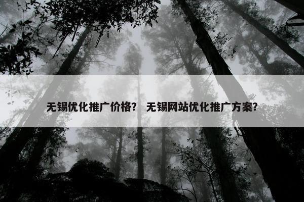 无锡优化推广价格？ 无锡网站优化推广方案？