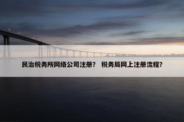 民治税务所网络公司注册？ 税务局网上注册流程？