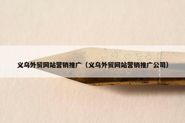 义乌外贸网站营销推广（义乌外贸网站营销推广公司）