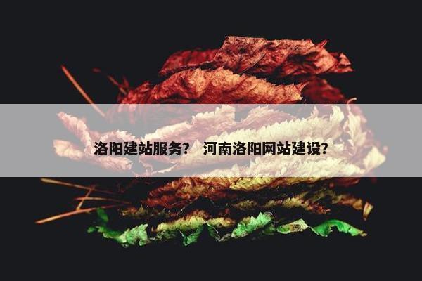 洛阳建站服务？ 河南洛阳网站建设？
