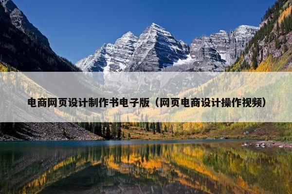 电商网页设计制作书电子版（网页电商设计操作视频）