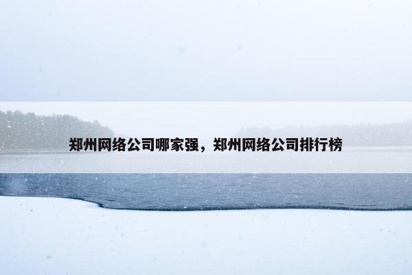郑州网络公司哪家强，郑州网络公司排行榜