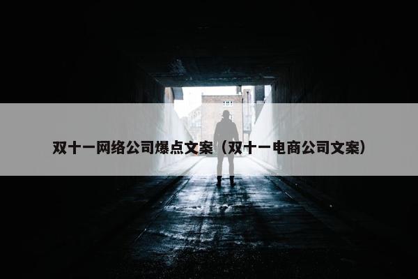 双十一网络公司爆点文案（双十一电商公司文案）