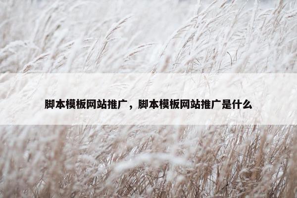 脚本模板网站推广，脚本模板网站推广是什么
