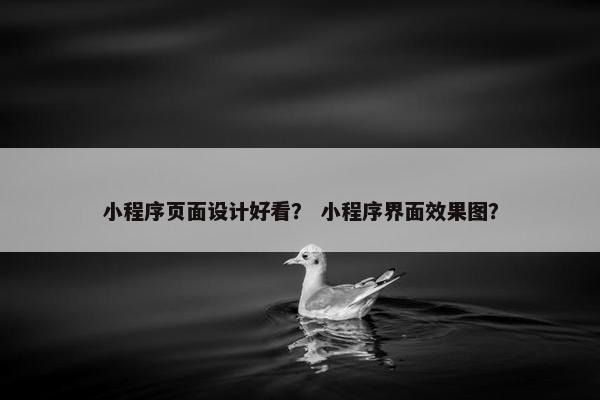 小程序页面设计好看？ 小程序界面效果图？