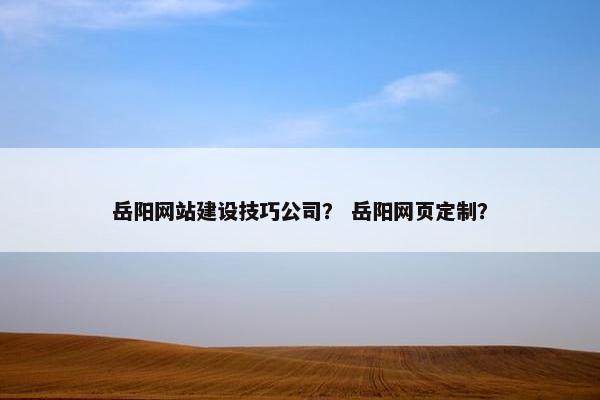 岳阳网站建设技巧公司？ 岳阳网页定制？