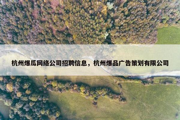 杭州爆瓜网络公司招聘信息，杭州爆品广告策划有限公司