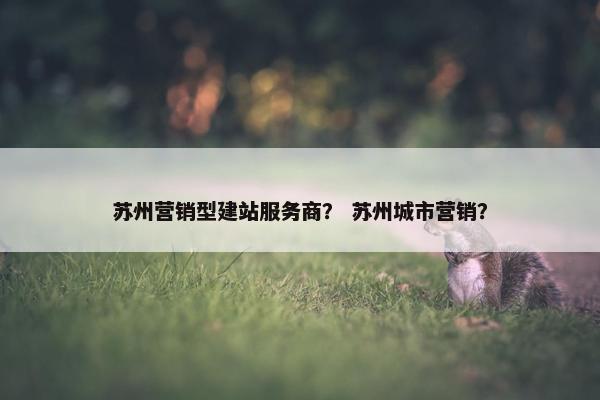 苏州营销型建站服务商？ 苏州城市营销？