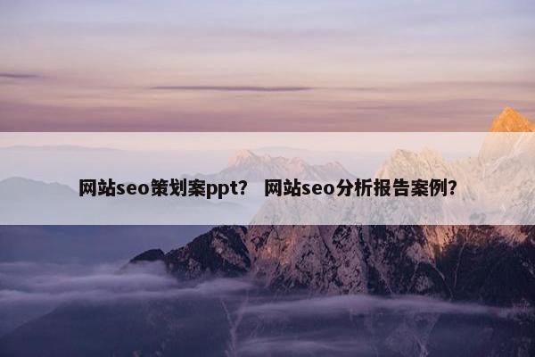 网站seo策划案ppt？ 网站seo分析报告案例？