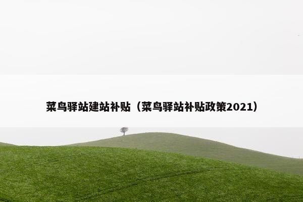 菜鸟驿站建站补贴（菜鸟驿站补贴政策2021）