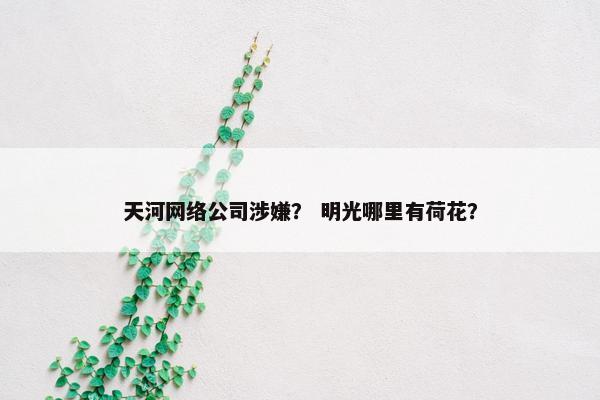 天河网络公司涉嫌？ 明光哪里有荷花？