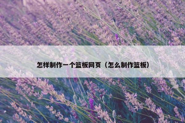 怎样制作一个篮板网页（怎么制作篮板）