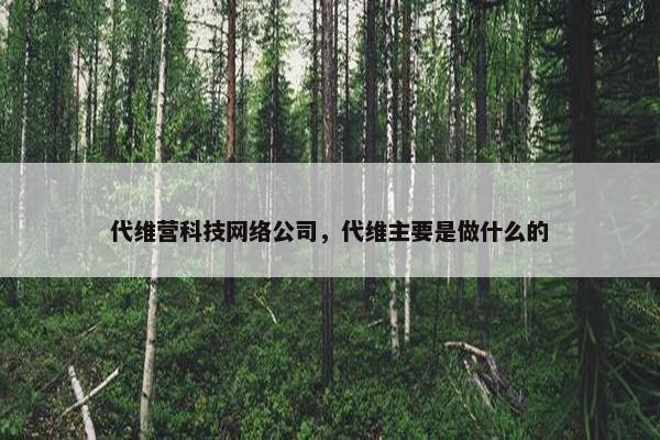 代维营科技网络公司，代维主要是做什么的