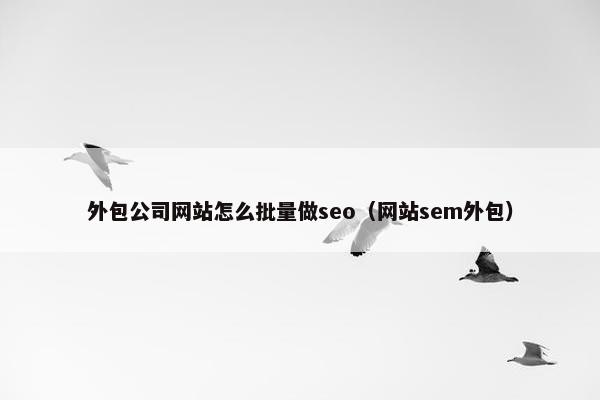 外包公司网站怎么批量做seo（网站sem外包）