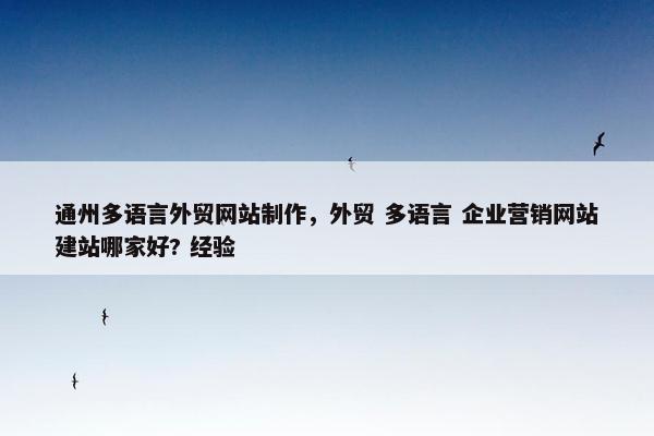 通州多语言外贸网站制作，外贸 多语言 企业营销网站建站哪家好? 经验