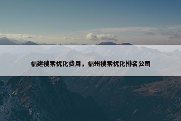 福建搜索优化费用，福州搜索优化排名公司