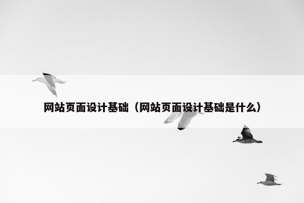 网站页面设计基础（网站页面设计基础是什么）