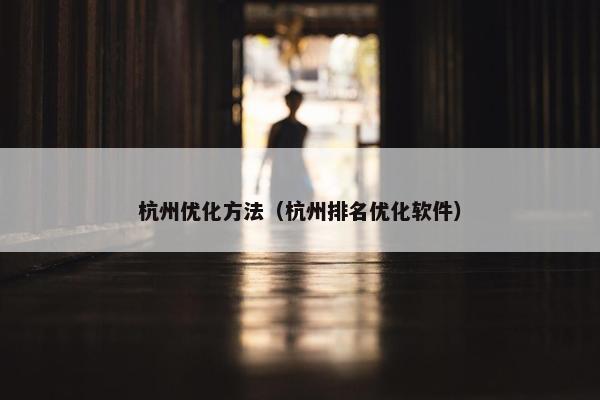 杭州优化方法（杭州排名优化软件）