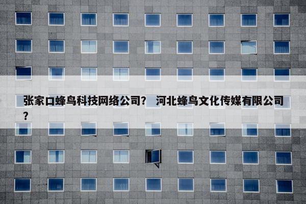 张家口蜂鸟科技网络公司？ 河北蜂鸟文化传媒有限公司？