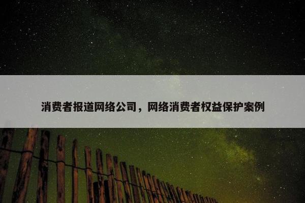 消费者报道网络公司，网络消费者权益保护案例