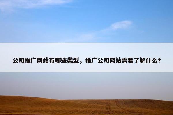 公司推广网站有哪些类型，推广公司网站需要了解什么?