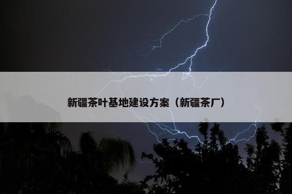 新疆茶叶基地建设方案（新疆茶厂）