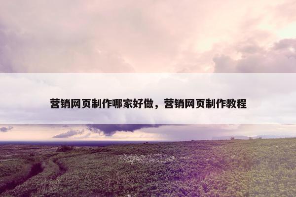 营销网页制作哪家好做，营销网页制作教程