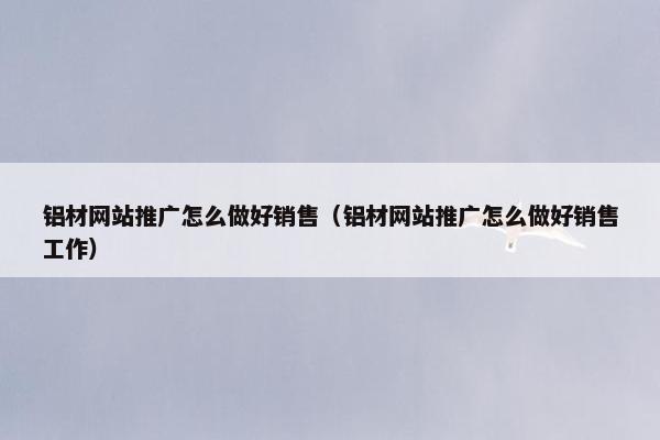 铝材网站推广怎么做好销售（铝材网站推广怎么做好销售工作）