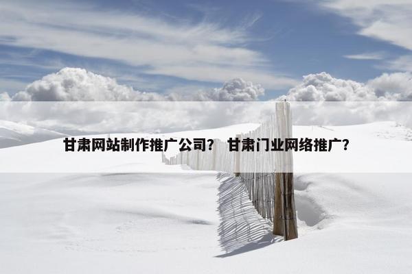 甘肃网站制作推广公司？ 甘肃门业网络推广？