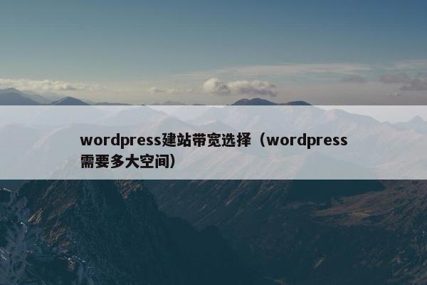 wordpress建站带宽选择（wordpress需要多大空间）