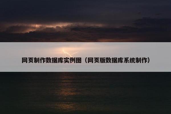 网页制作数据库实例图（网页版数据库系统制作）