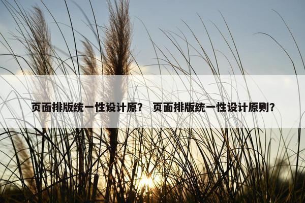 页面排版统一性设计原? 页面排版统一性设计原则?