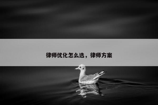 律师优化怎么选,律师方案
