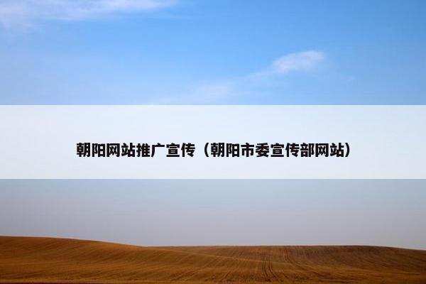 朝阳网站推广宣传(朝阳市委宣传部网站)