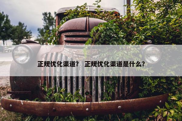 正规优化渠道? 正规优化渠道是什么?