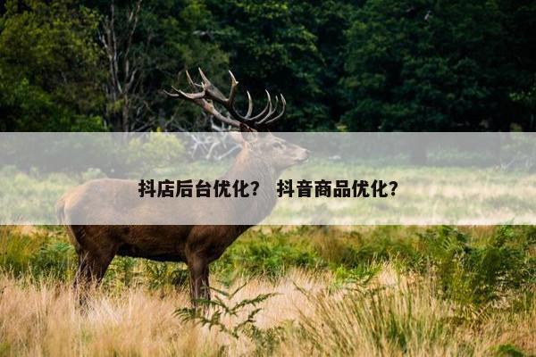 抖店后台优化？ 抖音商品优化？