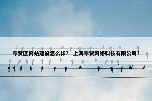 奉贤区网站建设怎么样？ 上海奉贤网络科技有限公司？