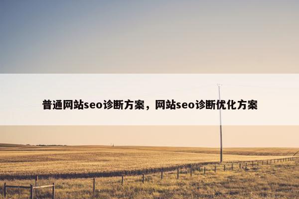 普通网站seo诊断方案，网站seo诊断优化方案