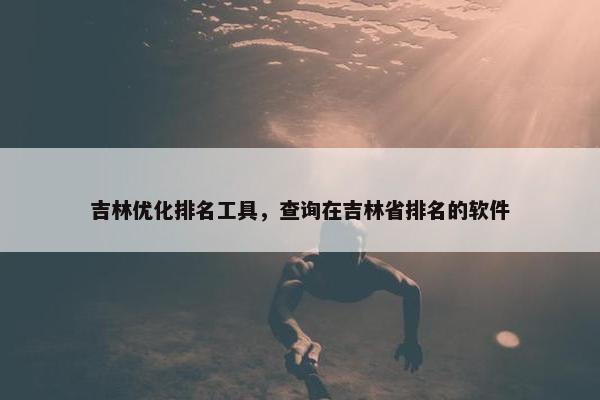 吉林优化排名工具，查询在吉林省排名的软件