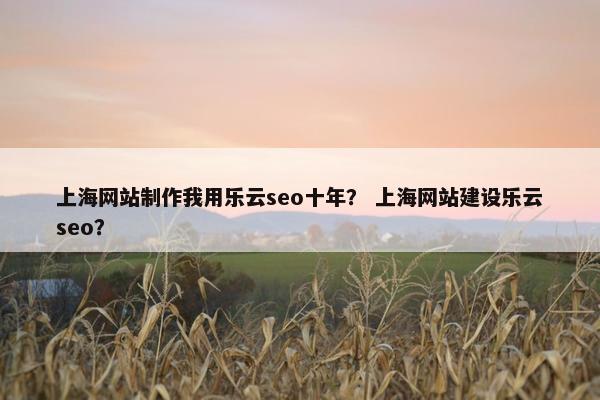 上海网站制作我用乐云seo十年？ 上海网站建设乐云seo？