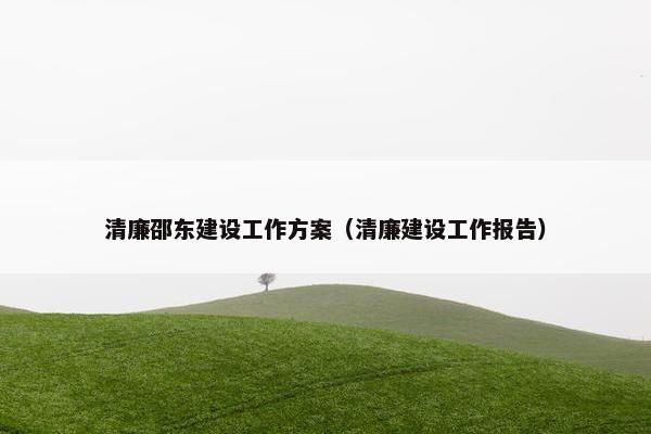 清廉邵东建设工作方案（清廉建设工作报告）