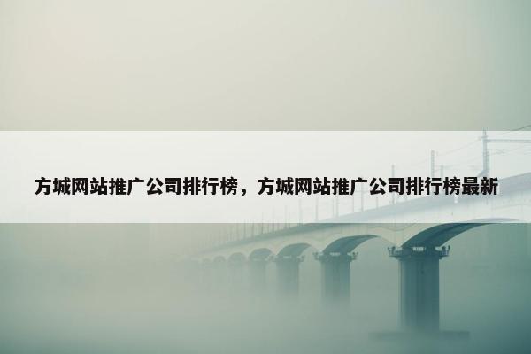 方城网站推广公司排行榜，方城网站推广公司排行榜最新
