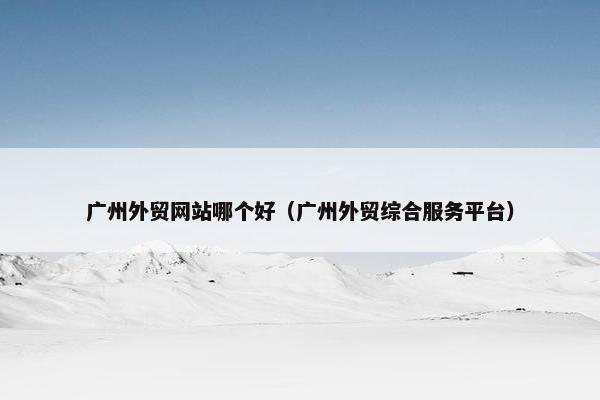 广州外贸网站哪个好（广州外贸综合服务平台）