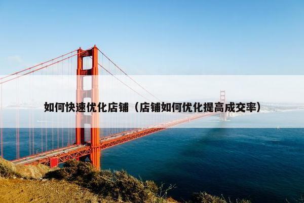 如何快速优化店铺（店铺如何优化提高成交率）