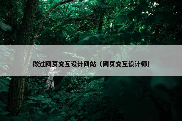 做过网页交互设计网站（网页交互设计师）