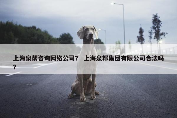 上海泉帮咨询网络公司？ 上海泉邦集团有限公司合法吗？
