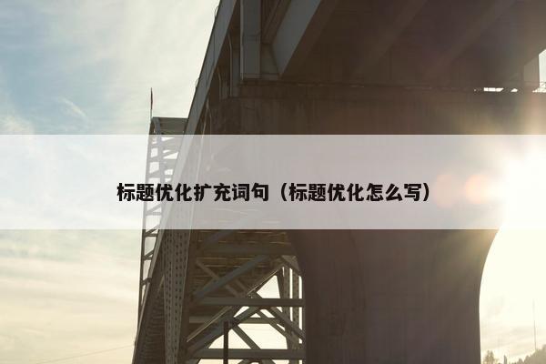 标题优化扩充词句(标题优化怎么写) 标题优化扩充词句(标题优化怎么写)